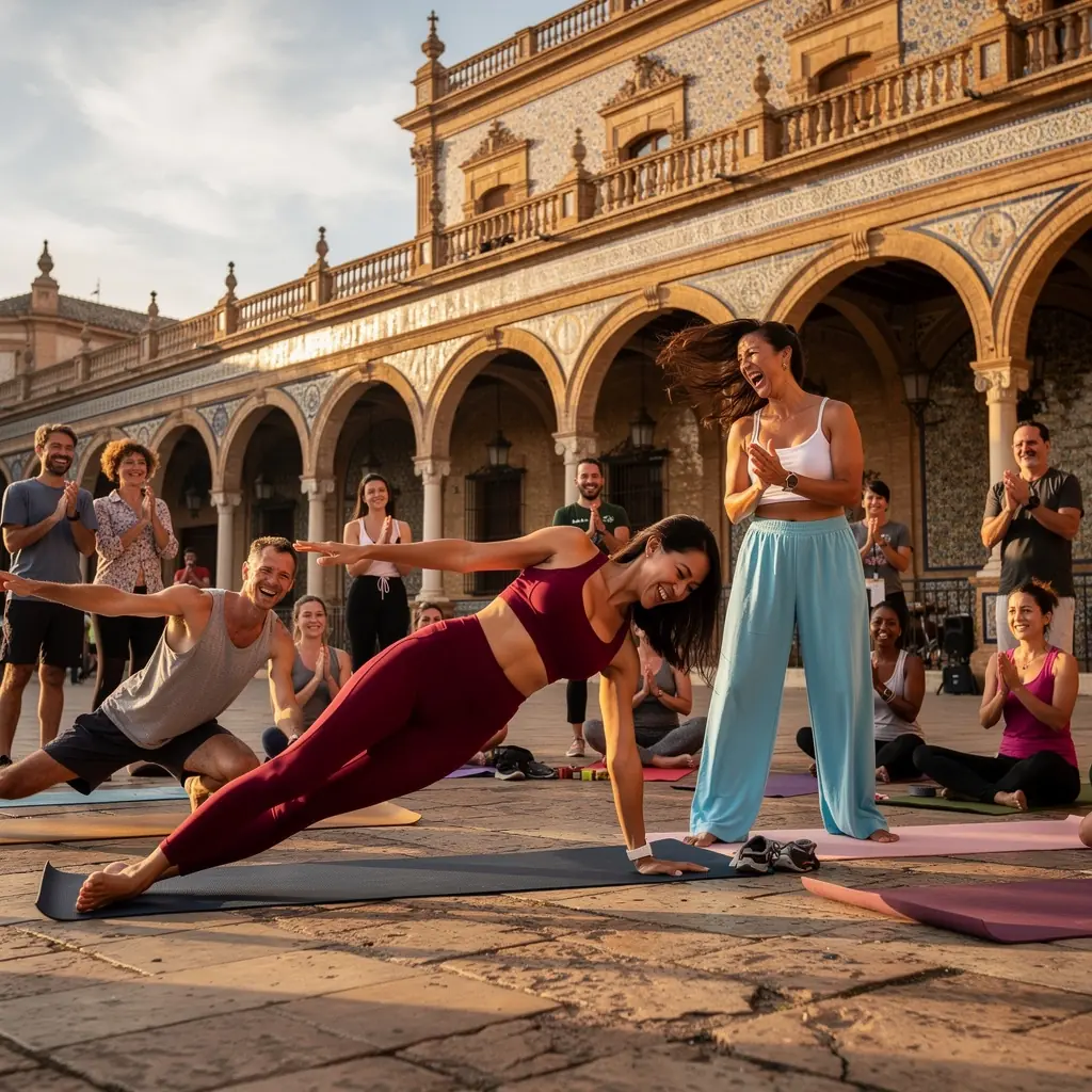 Una vista cercana de un practicante de yoga en una postura que activa los músculos abdominales y laterales.